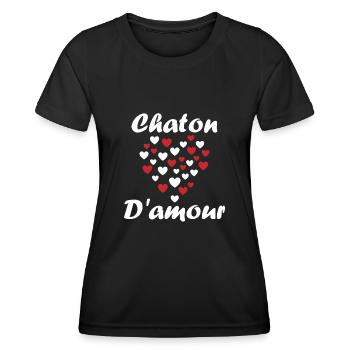 Chaton - T-shirt sport Femme - noir - Devant - AI Model Female 172 light (172cm)
