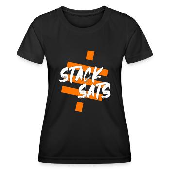 Bitcoin Satoshi BTC Stack Sats Hodl Crypto Logo - Women's Functional T-Shirt - black - Front - AI Model Female 172 light (172cm)
