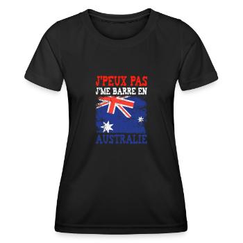 Ich kann nicht, ich bin in Australien - Frauen Funktions-T-Shirt - Schwarz - Vorne - AI Model Female 172 light (172cm)