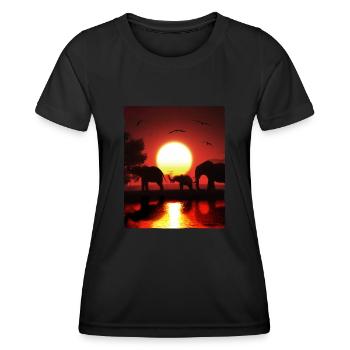 Éléphant Faune - T-shirt sport Femme - noir - Devant - AI Model Female 172 light (172cm)