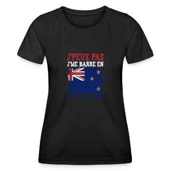 Je peux pas je me barre en Nouvelle Zélande - T-shirt sport Femme - noir - Devant - AI Model Female 172 light (172cm)