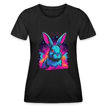 Space Nebula Galaxy Rabbit Lovers Vaporwave - Women's Functional T-Shirt - black - Front - AI Model Female 172 light (172cm)