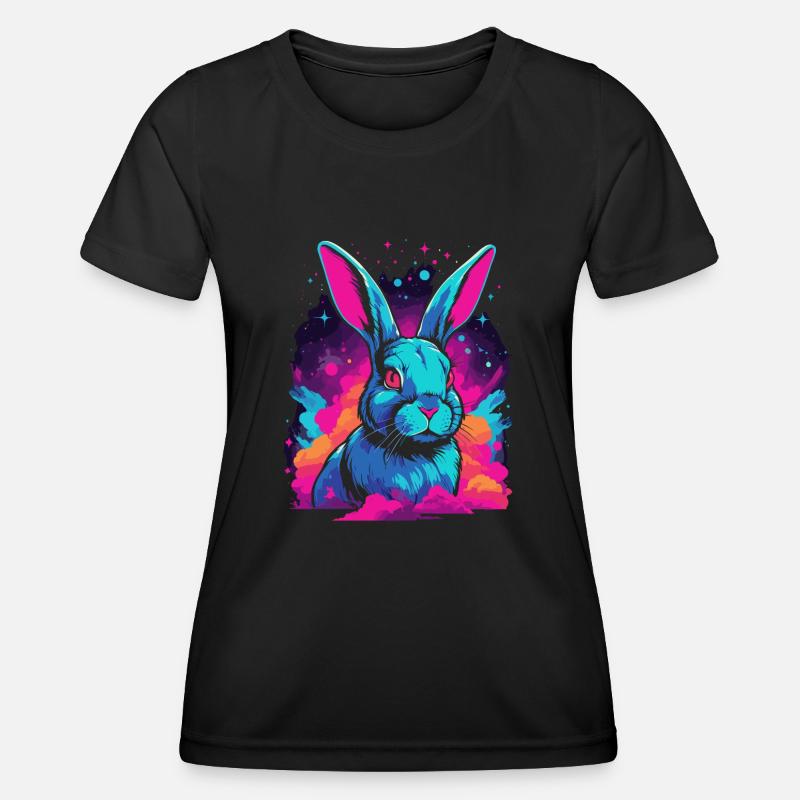 Space Nebula Galaxy Rabbit Lovers Vaporwave - Women's Functional T-Shirt - black