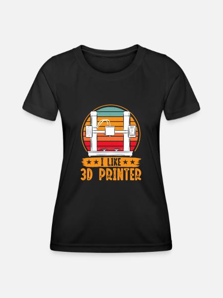 3D Drucker 3D Druck - Frauen Funktions-T-Shirt - Schwarz