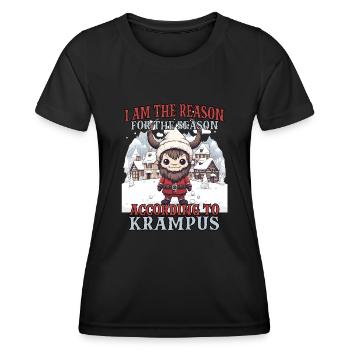 Krampus Kramperl | Krampus Kostüm Weihnachtsmann - Frauen Funktions-T-Shirt - Schwarz - Vorne - AI Model Female 172 light (172cm)