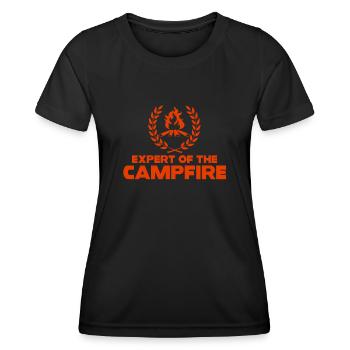 Experte für Camping-Experten am Lagerfeuer - Frauen Funktions-T-Shirt - Schwarz - Vorne - AI Model Female 172 light (172cm)