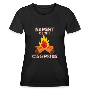 Expert Of Campfire Camping Expert - Women's Functional T-Shirt - black - Front - AI Model Female 172 light (172cm)