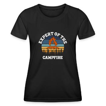 Expert Of Campfire Camping Expert - Women's Functional T-Shirt - black - Front - AI Model Female 172 light (172cm)