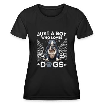 Just A Boy Who Loves Dogs - Women's Functional T-Shirt - black - Front - AI Model Female 172 light (172cm)