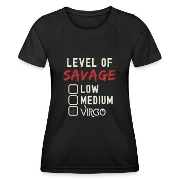 Niveau De Sauvage Vierge Drôle Signe Astrologique - T-shirt sport Femme - noir - Devant - AI Model Female 172 light (172cm)