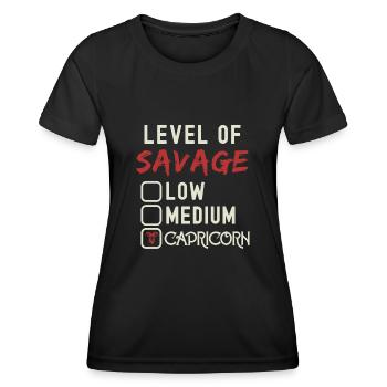 Level Of Savage Steinbock Lustiges Sternzeichen - Frauen Funktions-T-Shirt - Schwarz - Vorne - AI Model Female 172 light (172cm)