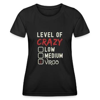 Niveau De Crazy Vierge Drôle Signe Astrologique - T-shirt sport Femme - noir - Devant - AI Model Female 172 light (172cm)