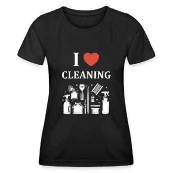Humour faire le ménage - T-shirt sport Femme - noir - Devant - AI Model Female 172 light (172cm)