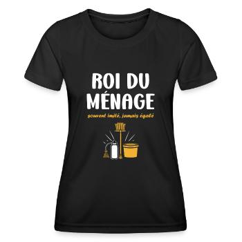 Humour faire le ménage - T-shirt sport Femme - noir - Devant - AI Model Female 172 light (172cm)