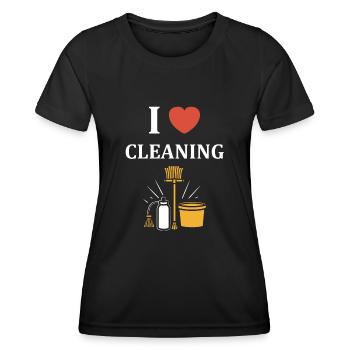 Humour faire le ménage - T-shirt sport Femme - noir - Devant - AI Model Female 172 light (172cm)