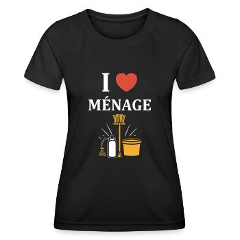Humour faire le ménage - T-shirt sport Femme - noir - Devant - AI Model Female 172 light (172cm)