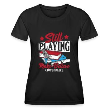 Blogger Bücherwurm Schreiber Spiel Schreiber - Frauen Funktions-T-Shirt - Schwarz - Vorne - AI Model Female 172 light (172cm)