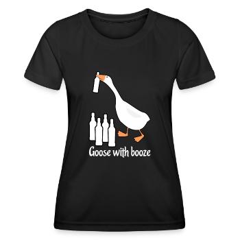 Goose with Booze Geese - Women's Functional T-Shirt - black - Front - AI Model Female 172 light (172cm)