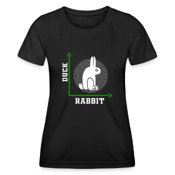 Wittgensteins Kaninchen-Enten-Illusion - Frauen Funktions-T-Shirt - Schwarz - Vorne - AI Model Female 172 light (172cm)