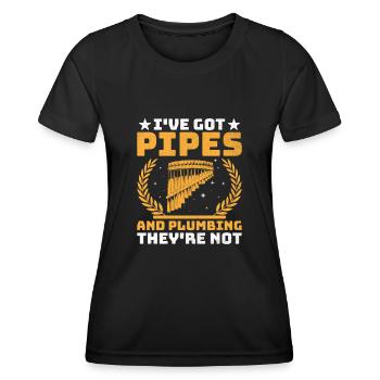 Pan Flute Player Pan Flutist Marching Band Music I - Women's Functional T-Shirt - black - Front - AI Model Female 172 light (172cm)
