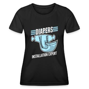 Diapers Baby Babies Parents - Women's Functional T-Shirt - black - Front - AI Model Female 172 light (172cm)