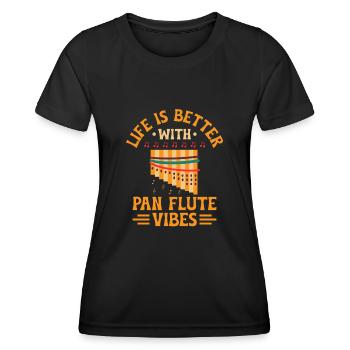 Pan Flute Player Pan Flutist Marching Band Music I - Women's Functional T-Shirt - black - Front - AI Model Female 172 light (172cm)