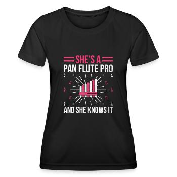 Pan Flute Player Pan Flutist Marching Band Music I - Women's Functional T-Shirt - black - Front - AI Model Female 172 light (172cm)