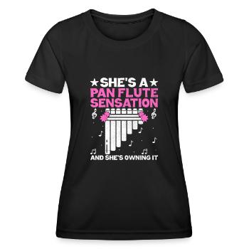 Pan Flute Player Pan Flutist Marching Band Music I - Women's Functional T-Shirt - black - Front - AI Model Female 172 light (172cm)