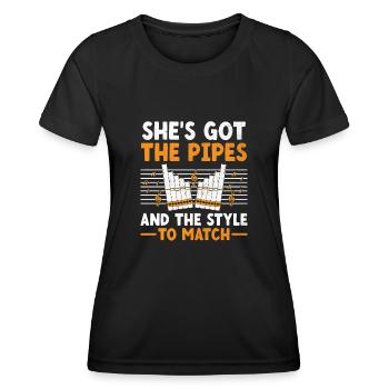 Pan Flute Player Pan Flutist Marching Band Music I - Women's Functional T-Shirt - black - Front - AI Model Female 172 light (172cm)
