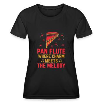 Pan Flute Player Pan Flutist Marching Band Music I - Women's Functional T-Shirt - black - Front - AI Model Female 172 light (172cm)