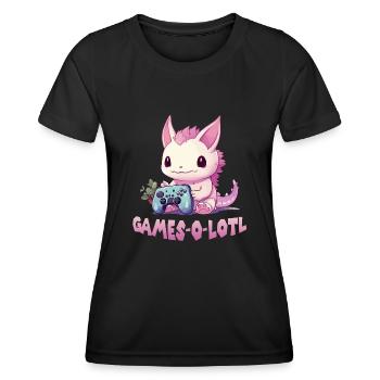 Axolotl Gamer T Kawaii Stuff Axolotl Otaku Axolotl - Frauen Funktions-T-Shirt - Schwarz - Vorne - AI Model Female 172 light (172cm)