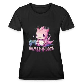 Axolotl T für Gamer | Kawaii Stuff | Anime Gamer ´ - Frauen Funktions-T-Shirt - Schwarz - Vorne - AI Model Female 172 light (172cm)