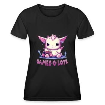 Gamer Axolotl Anime Axolotl T für Gaming Fans - Frauen Funktions-T-Shirt - Schwarz - Vorne - AI Model Female 172 light (172cm)