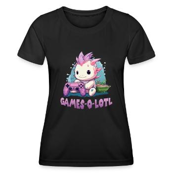 Axolotl T Kawaii Axolotl Gaming amphibians Axolotl - Women's Functional T-Shirt - black - Front - AI Model Female 172 light (172cm)