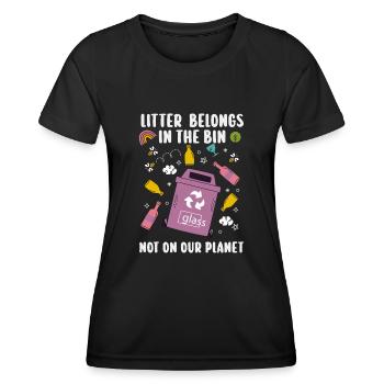 No Littering Anti Littering Earth Day - Women's Functional T-Shirt - black - Front - AI Model Female 172 light (172cm)