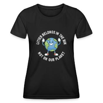 No Littering Anti Littering Earth Day - Women's Functional T-Shirt - black - Front - AI Model Female 172 light (172cm)