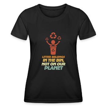 No Littering Anti Littering Earth Day - Women's Functional T-Shirt - black - Front - AI Model Female 172 light (172cm)
