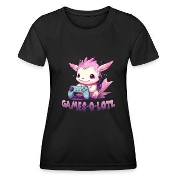 Gamer Axolotl Anime Axolotl T für Gaming Fans - Frauen Funktions-T-Shirt - Schwarz - Vorne - AI Model Female 172 light (172cm)