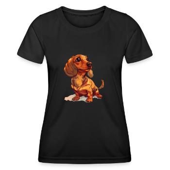 Short-haired dachshund T Gassi motif dog owner - Women's Functional T-Shirt - black - Front - AI Model Female 172 light (172cm)