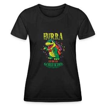 Hooray I'm a schoolchild dino school enrollment - Women's Functional T-Shirt - black - Front - AI Model Female 172 light (172cm)