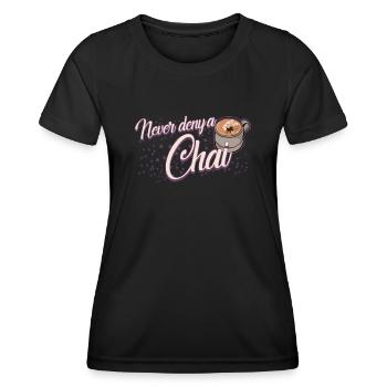 Chai Tea Joke Chai Latte - Women's Functional T-Shirt - black - Front - AI Model Female 172 light (172cm)