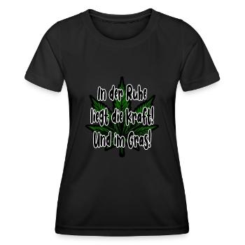 Cannabis In der Ruhe liegt die Kraft! Und im Gras! - Frauen Funktions-T-Shirt - Schwarz - Vorne - AI Model Female 172 light (172cm)