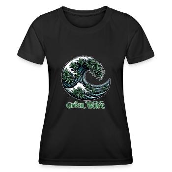 Hanf, Cannabis, Gras, Babak, Bobaz, Green Wave - Frauen Funktions-T-Shirt - Schwarz - Vorne - AI Model Female 172 light (172cm)