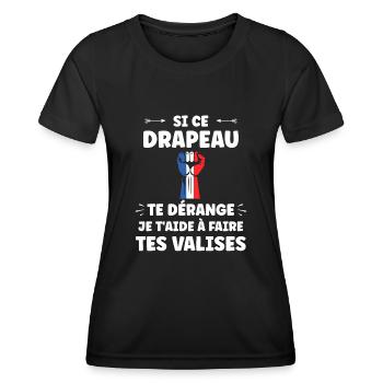 drapeau francais patriote - T-shirt sport Femme - noir - Devant - AI Model Female 172 light (172cm)