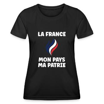 patriote la france mon pays ma patrie - T-shirt sport Femme - noir - Devant - AI Model Female 172 light (172cm)