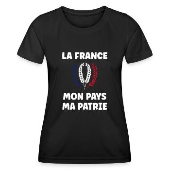 patriote la france mon mapys ma patrie - T-shirt sport Femme - noir - Devant - AI Model Female 172 light (172cm)