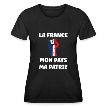 patriote la france mon pays ma patrie - T-shirt sport Femme - noir - Devant - AI Model Female 172 light (172cm)