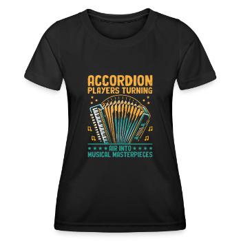 Akkordeonspieler verwandeln Luft in musikalisches Meisterwerk - Frauen Funktions-T-Shirt - Schwarz - Vorne - AI Model Female 172 light (172cm)