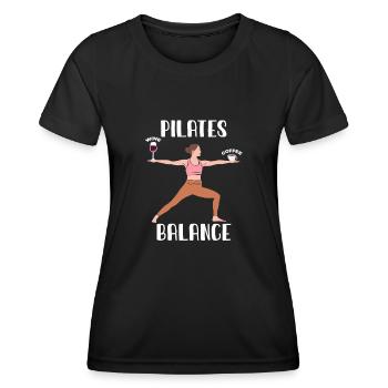 Pilates Balance Wein Und Kaffee Motiv - Frauen Funktions-T-Shirt - Schwarz - Vorne - AI Model Female 172 light (172cm)