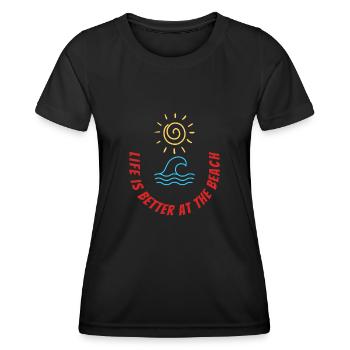 La vie est plus belle à la plage - T-shirt sport Femme - noir - Devant - AI Model Female 172 light (172cm)